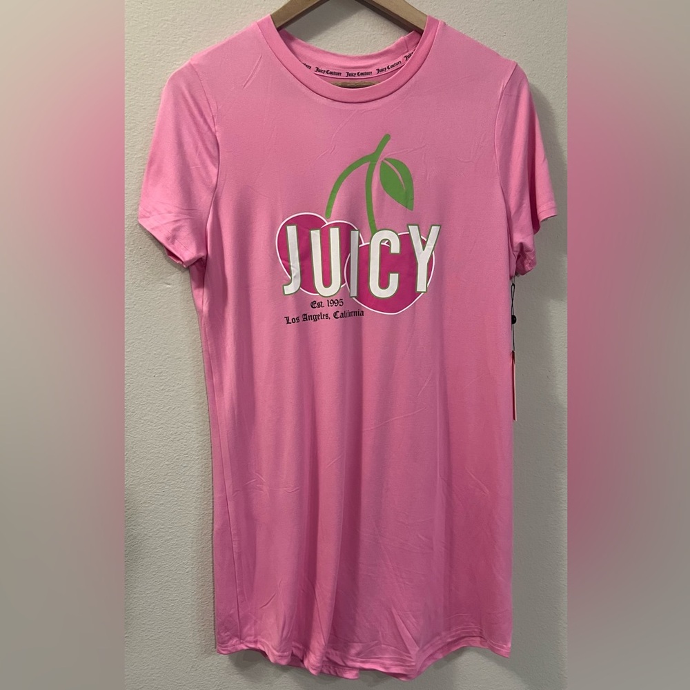 Juicy Couture Pink Cherry Oversized Sleep Shirt | Juicy Logo Nightgown medium
